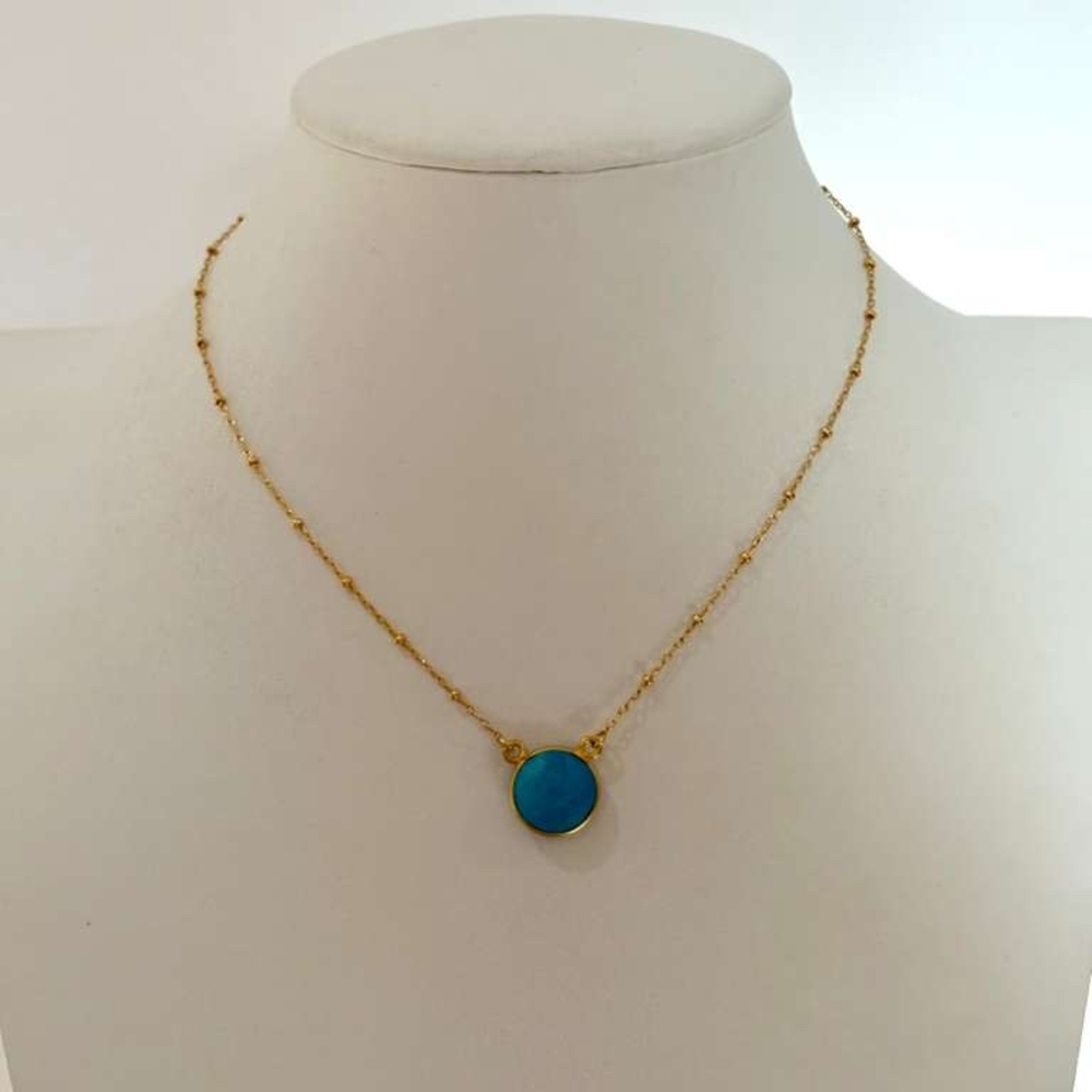 1/20 14k Gold Filled necklace 1.9mm 14"  with Blue Pendant